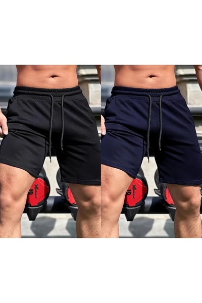 TORUK MAKTO Σετ 2 τεμαχίων Unisex Σορτς από χτενισμένο βαμβάκι σε κανονική, ά...