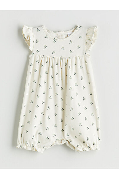 LC Waikiki Ozmarka New Season Crew Neck Short Sleeve Floral Baby Girl Jumpsuit