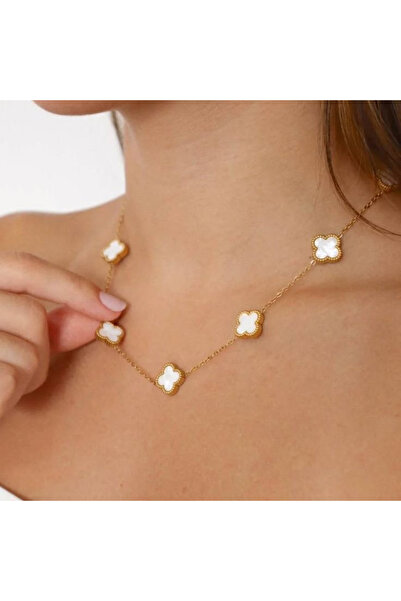 ElectraStore Colier Alhambra Cu Pandantiv 5 Flori Pure White