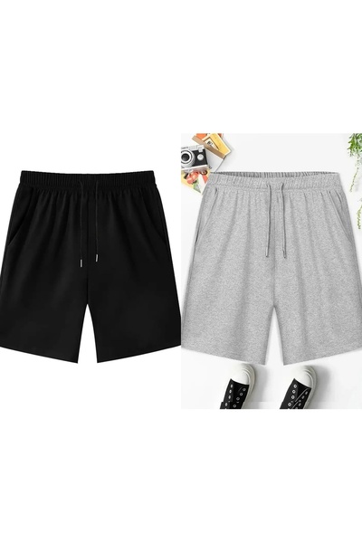 TORUK MAKTO Σετ 2 τεμαχίων Unisex Σορτς από χτενισμένο βαμβάκι σε κανονική, ά...