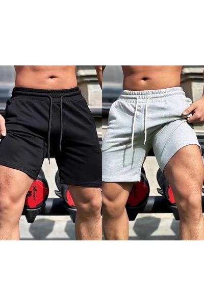 TORUK MAKTO Σετ 2 τεμαχίων Unisex Σορτς από χτενισμένο βαμβάκι σε κανονική, ά...