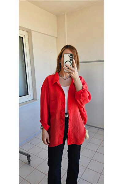 dilekkbasyigit Tensel Dokulu Oversize Gömlek