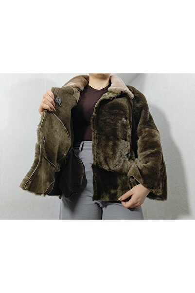 hoaryage Παλτό PatchWork με γούνα εσωτερικά και γνήσιο δέρμα εξωτερικά, από δ...