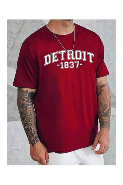 LOTS MODA Unisex μπλουζάκι με στάμπα του Ντιτρόιτ