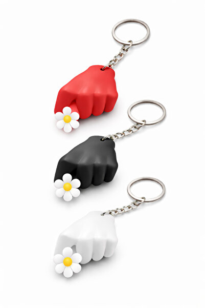 Eyiser Store 3 Pieces of Humorous Hand Gestures Keychain - Red, Black, White ...