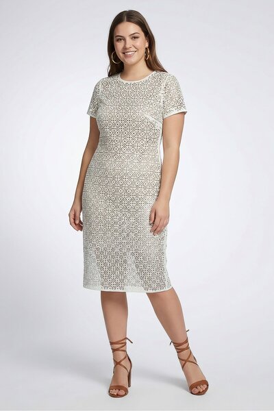 Michael Kors Women Laser Cut Gem Bodycon Dress, White