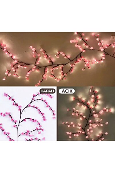 dreamtify Kiraz Çiçeği Duvar Dekorasyonu-Ağaç Dalı Duvar Aydınlatma144led 8 m...