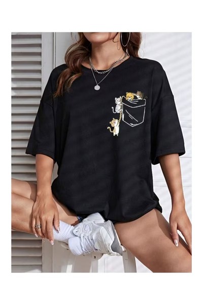 LOTS MODA Unisex Žene/Muškarci MAČKA Šareni Prilagođeni Štampano Oversize kro...