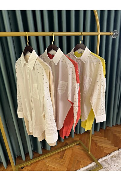 Tığ Triko Tricot Back Shirt with Stone on the Shoulders