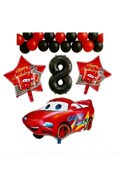 ÇITIPITIDÜNYASI Car Themed Birthday Party Celebration Age Balloon Set