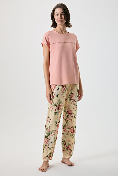 Catherine's Lace Detailed Floral Print Pajama Set