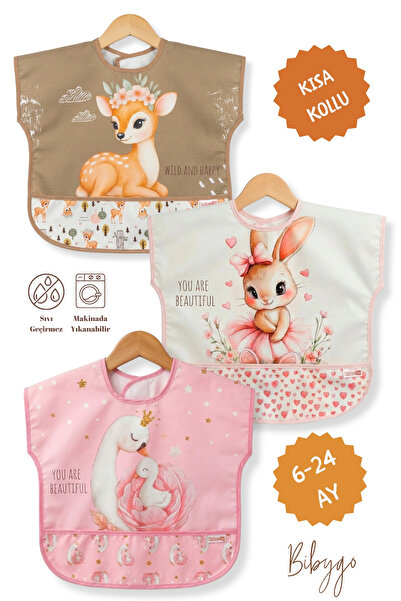 Bibygo 3'Lü Set Tavşan-Ceylan-Kuğu Kısa Kollu Bağlamalı Ayarlanabilir Sıvı Ge...