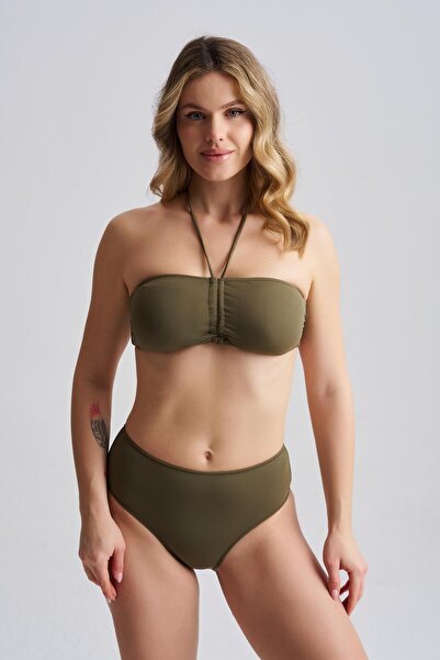 AQUAVİVA Women's Adriana Strapless Push up Halter Neck Tie-Detail Bikini Set ...