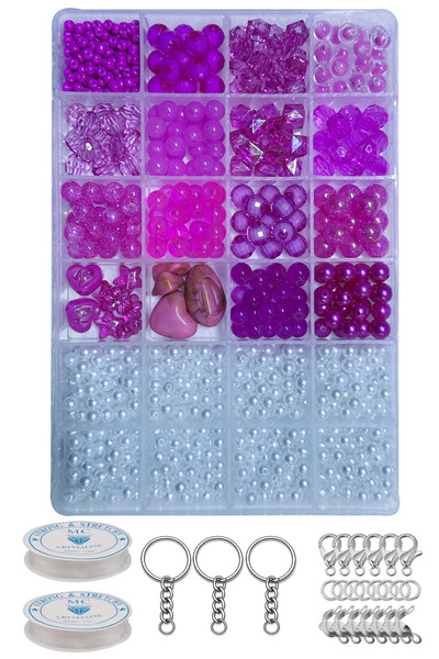 By MO Accessories New Season Beads and Pearl Beads in Fuchsia Colors Bracelet...