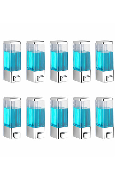 ALBBEK Wall Mounted Manual Liquid Soap Dispenser 10 Pcs Adhesive and Screw-On...