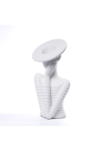 Malooki „Silent Elegance” – Statuetă modern-minimalistă cu pălărie – 27 cm