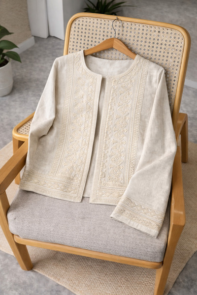 Poliyance Laminye Ekru Ceket