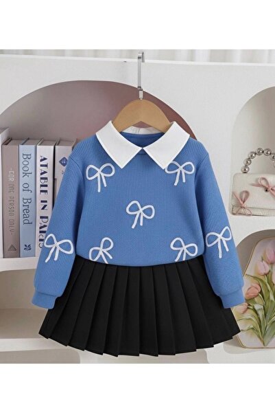 MİA SHİNE S Girl's Bow Detail 2-Piece Combination Set
