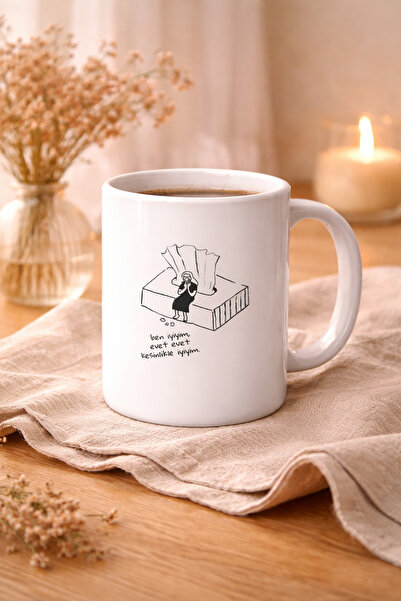 hit nokta Kesinlikle İyiyim Yazılı Minimal Tasarım Porselen Kahve Kupası Komi...