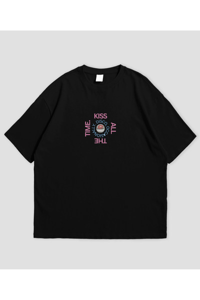 SVART WEAR Kiss All the Time. Disco, Occasionally Printed Oversized Unisex T-...