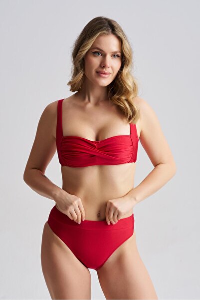 AQUAVİVA Women's Luna Strapless Strap Bikini Set Red