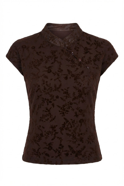 HAZELANNA cu textură catifelată imprimeu floral Bluză maro