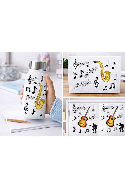 Limitless Design مجموعة ملصقات بتصميم نوتة موسيقية و أزرق بلون الكوبالت أفون ...