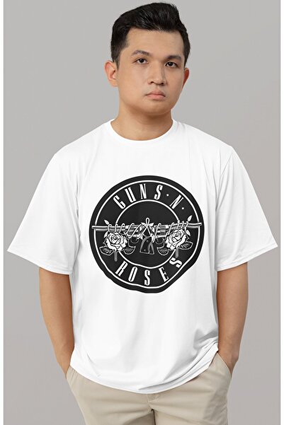 SEVBANO Tricou oversize unisex cu imprimeu Guns 'N Roses Rock Metal Music Band