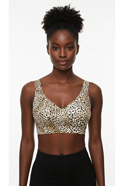 luvia Butik Leopar Desenli Spor Sütyeni – Toparlayıcı Rahat Kadın Spor Bralet