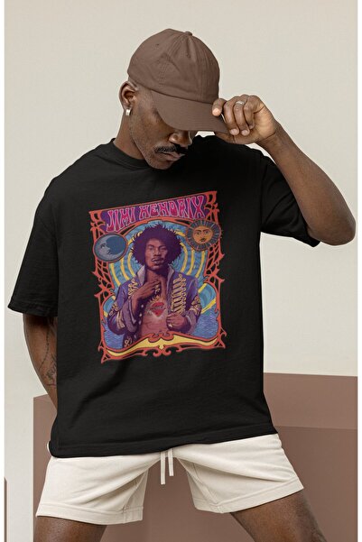 SEVBANO Σχεδιασμός Jimi Hendrix Legend Singer Τυπωμένο Unisex Oversize T-shirt