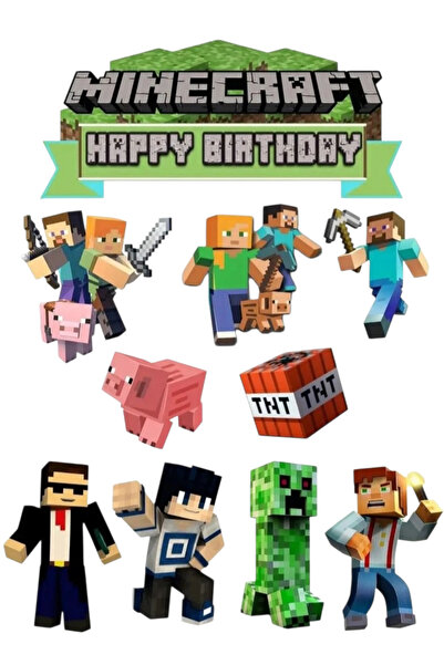 telaşe memuru Minecraft Pasta Süsü - Minecraft Yenilebilir Pasta Resmi ve Yen...