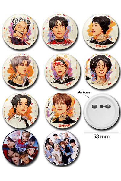 Tılsım Poster Stray Kids 58 mm İğneli Metal Rozet 10 adet