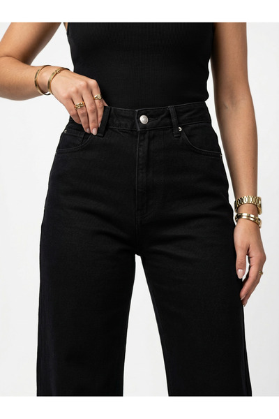 KAMİLA BUTİK Yüksek Bel Wide Leg Salaş Jeans Palazzo Pantolon