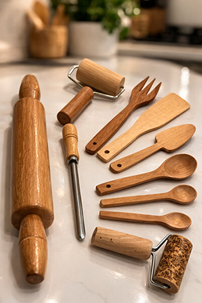 Kifnexwood KİF NEX WOOD USTA ŞEF 10 PARÇA AHŞAP MUTFAK SETİ
