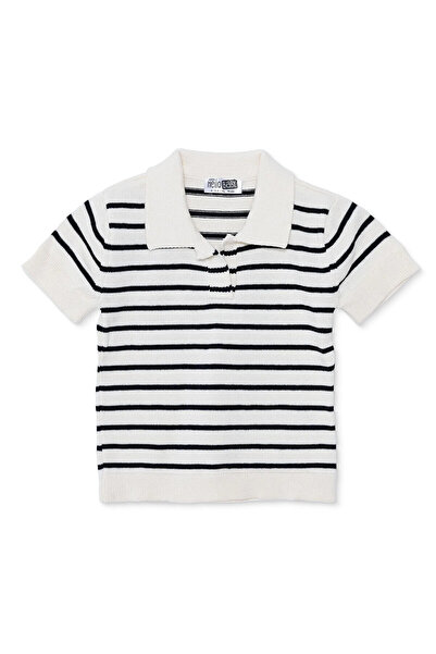 ebebek Hello Baby HelloBaby Erkek Bebek Kazak Çizgili Düğmeli Polo Yaka Kısa Kol