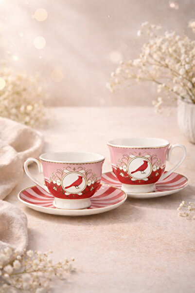 welcomein 2’li Porselen Kahve Fincanı Takımı Kuş Desenli Çay Fincanı Vintage ...