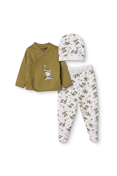 ebebek Hello Baby HelloBaby Erkek Bebek Zıbın-Şapka-Alt Hayvan Baskılı Çıtçıt...