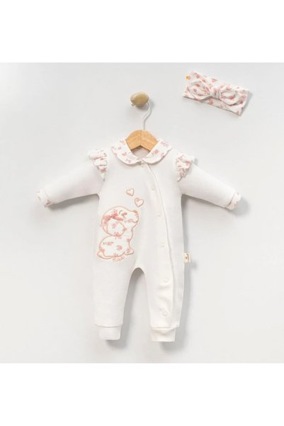 STRAWBABY Baby Girl Cute Baby Cotton Piece Jumpsuit and Headband