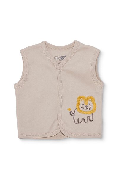ebebek Hello Baby HelloBaby Erkek Bebek Yelek Hayvan Baskılı Çıtçıtlı V Yaka ...