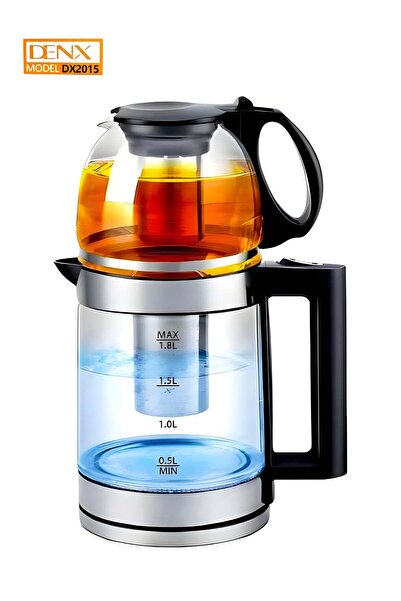 Denx طقم إبريق شاي كهربائي 2 في 1 طراز DX2015