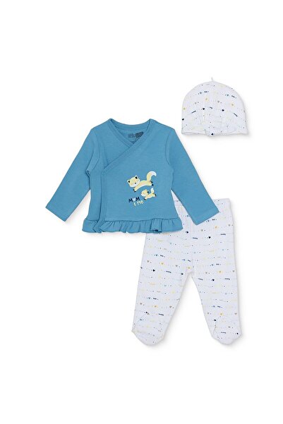 ebebek Hello Baby HelloBaby Kız Bebek Zıbın-Şapka-Alt Kalp Baskılı Çıtçıtlı V...