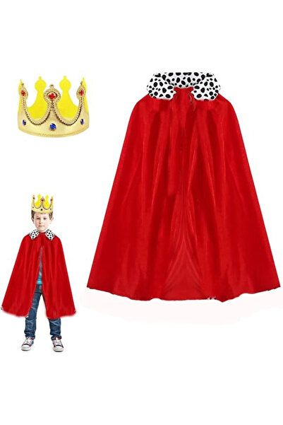 shopwave Children's Boy King Cape 90 cm and Soft Eva King Crown Gold Color (5...