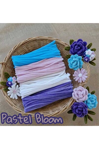 hobidaşım 40'lı Pastel Bloom Şönil Seti - 4 Renk x 10 Adet - Çiçek ve Buket T...