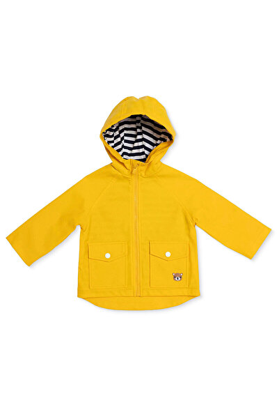 Midimod Erkek Bebek Yağmurluk Ayı Baskılı Kapüşonlu Uzun Kol