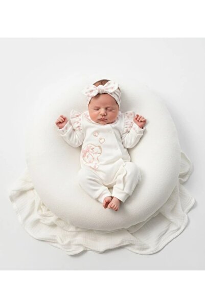 STRAWBABY Kız Bebek Cute Baby Pamuklu Tulum ve Saç Bandı