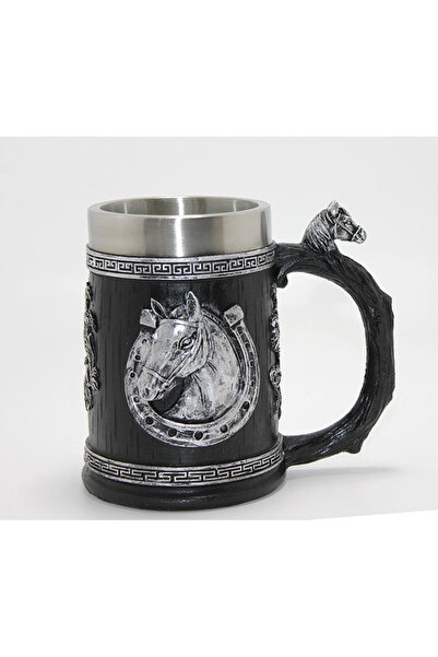 magicool 3d embossed horse bust stainless steel mug - alk4475