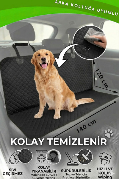 OBLİVİON Evcil Hayvan Oto Koltuk Kılıfı Sıvı Geçirmez Araç Arka Koltuk Koruma Örtüsü-140x120cm-Siyah
