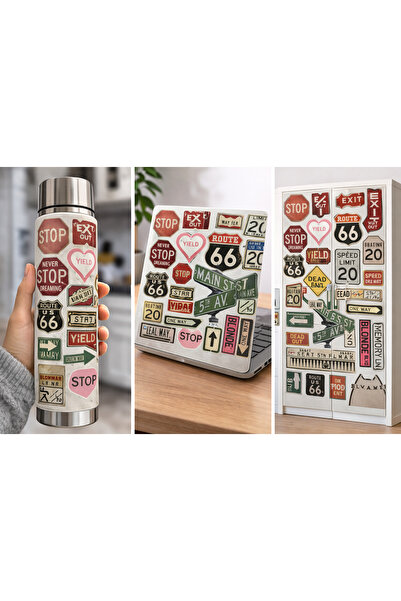 Limitless Design مجموعة ملصقات لافتات المرور ذات الطابع القديم