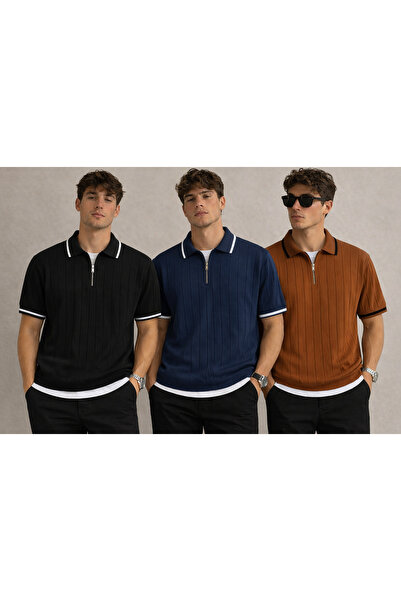 pepule Set avantajos din material reiat piese Tricou cu fermoar pentru bărbaț...