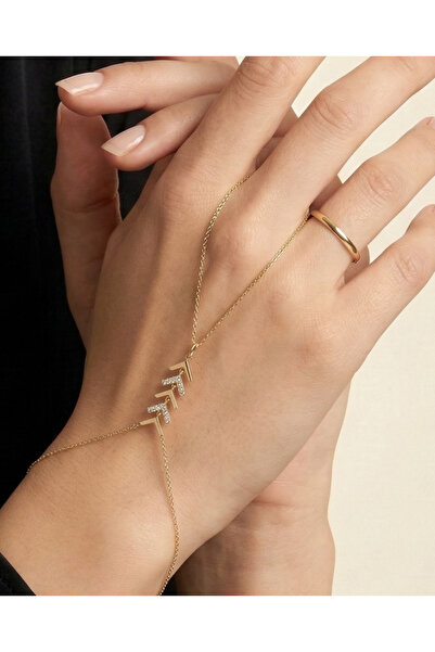 GKCBijoux 316L Çelik Gold Renk Zirkon Taşlı V Desen Şahmeran Bileklik